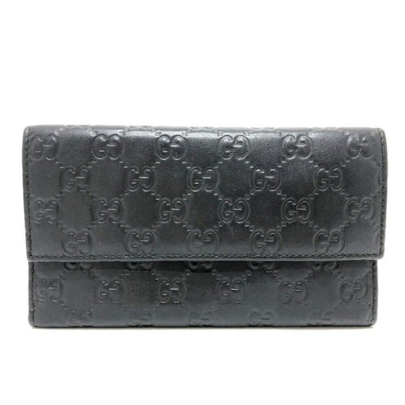 GUCCI 257303 Sima Line GG Long Wallet Embossed All-over Pattern Trifold wallet - Picture 1 of 14